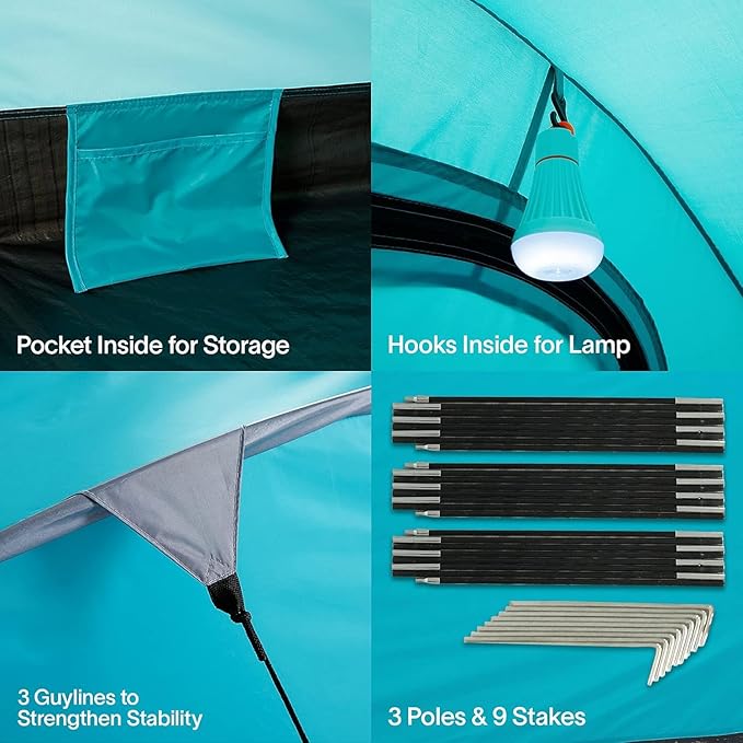 Alvantor Camping Tent Outdoor Backpacking Family Tents Ultralight for 2 Persons Pop Up Instant Portable Compact Shelter