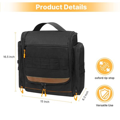ORKELS Camping Organizer Hanging Tactical Camping Cookware Bag – Utensil Organizer with Towel Holder & Multiple Pockets for RV, Tent, Camper, Grilling