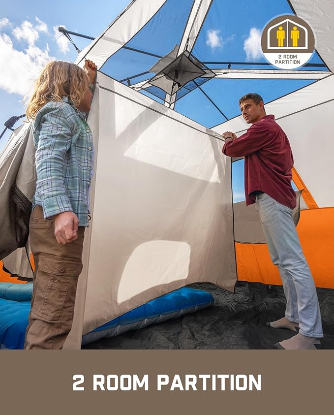 FanttikOutdoor Camping Tent 4/6/8/10 Person Instant Cabin Tent Setup in 60 Seconds with Rainfly & Windproof Portable with Carry Bag for Family Camping & Hiking