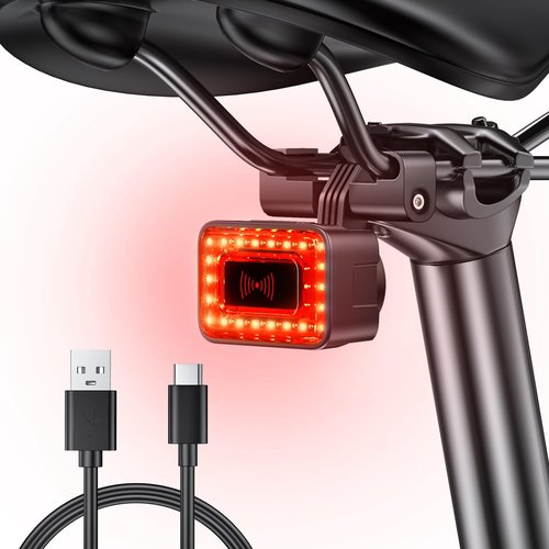 ONVIAN Smart Bike Radar Tail Light, USB Rechargeable Rear View Radar Taillight, IPX64 Waterproof Rear Light with Visual Alerts for Approaching Vehicles, for Mountain Road Bike Night Riding