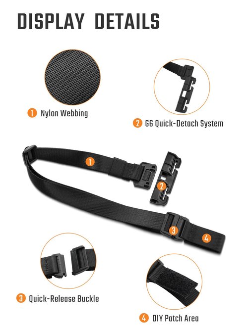 TACTICAL_GEEK TGBelt7 Backpack Chest Strap, Nylon Sternum Strap with Quick-Release Buckle, Adjustable Backpack Stabilization Webbing, Compatible with MOLLE System (Black)