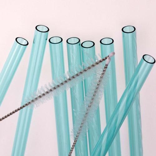 10 Pack (8 Pcs for Stanley Straw with 2Pcs Cleaner Brush), Reusable Drinking Straws for Stanley 40 oz & 30 oz,12 Inch Plastic Replacement Straws, Compatible with Stanley Quencher & FlowState, Green