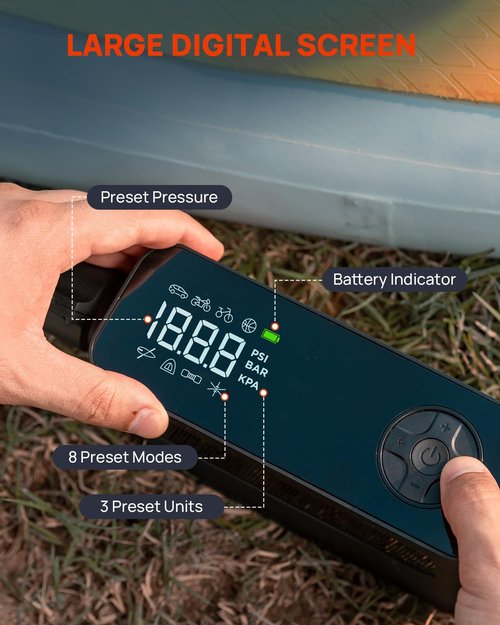 Paddle Board Pump - 150PSI Paddle Bord Air Compressor, 4X Faster Electric Pump with 9 Modes, All-in-One Auto Air Pump for Car Tires, Motor Bike, Ball, SUP, Tent, Kayak, Float