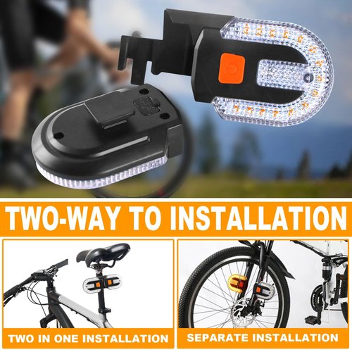 Bike Tail Light with Turn Signal, USB Rechargeable Bicycle Rear Light for Cycling, Split, Wireless Remote Control Waterproof Bike Taillight