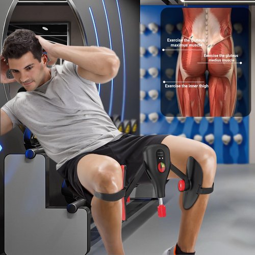 Thigh Trainer Kegel Exerciser Hip Pelvic Floor Muscle Trainer Strength Device: 0-77 lbs Adjustable Resistance with Fixed Leg Straps and Replaceable Handle for Men Women