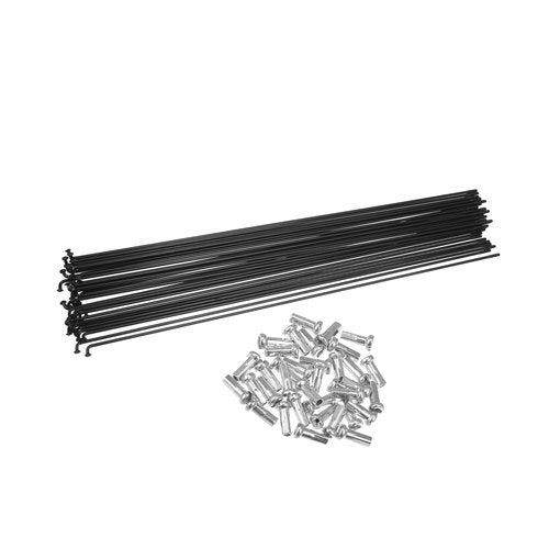 INFINAUTO 36pcs Bicycle Carbon Steel Spokes 14G Bike Spoke 284mm Length with Nipples for Most Bicycle Black Stylish Design