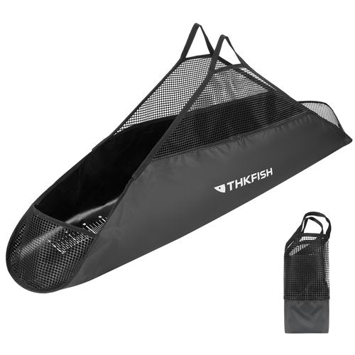 THKFISH Fishing Tournament Weigh in Fish Bag, Fish Weigh Bags Folding Weigh Sling Fish bag Bass Weigh in Bag with Fish Ruler Tournament Fish Bags,47x10.5inch Heavy Duty Fish Transport Bag, Black