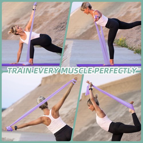 Stretch Bands for Exercise, 5 Levels Resistance Bands for Working Out, Exercise Bands for Physical Therapy, Pilates, Rehab, Stretch, Strength Training and Yoga Starter Set