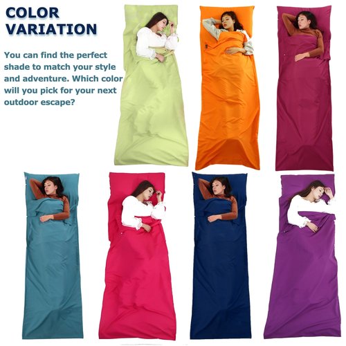 Two KAT Packable Ultralight Travel Sleeping Bag Liner, Lightweight Portable Compact Sleep Sack Sheet for Outdoor Camping Hiking Picnic Hotel (Bright Red, 29.5" x 82.5")
