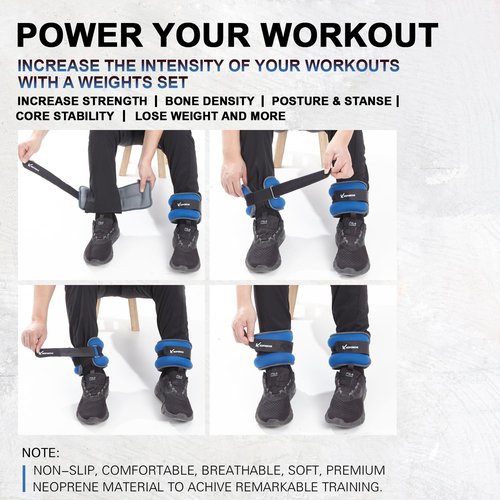 KEEP2MOVE Ankle Weights for Men Women Kids 1 Pair 2Lbs Each, Rectangular Strength Training Wrist Weights with Adjustable Strap for Walking, Running, Pilates, Yoga, Dance, Aerobics, Cardio Exercises