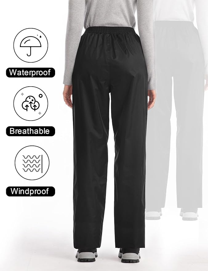 iCreek Women's Rain Pants Waterproof Rain Over Pants Hiking Pants Windproof Lightweight Outdoor for Golf, Fishing