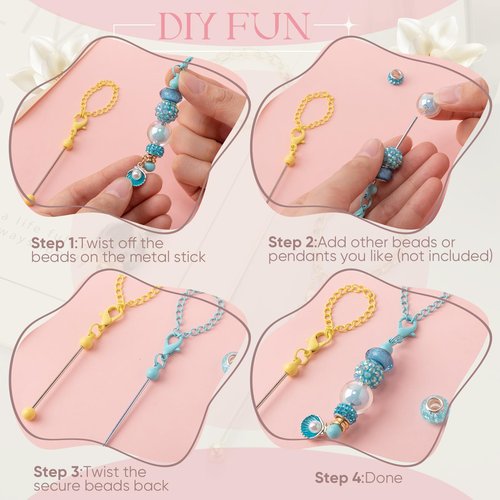 Sayglossy 6 Pcs Beadable Charm Compatible with Stanley Charm Accessories for Tumblers with Handle Cup Chains Wire for 30 40 oz Water Bottle Jewelry Making Blank Beaded DIY Gift (Candy Color)
