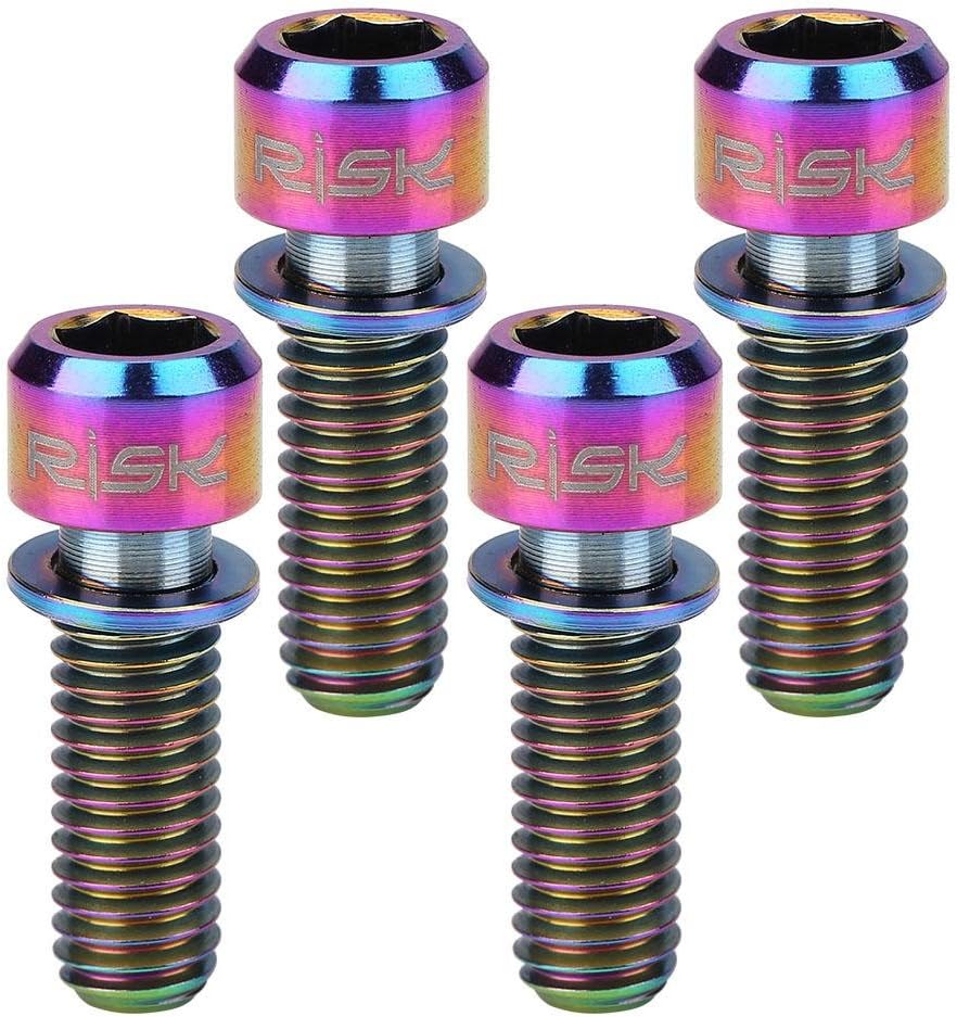 Vbestlife Titanium Bolts, M6X18Mm 4Pcs Mountain ycle Bike Disc Brake Clamp Bolt Fixed Screw with Gasket Bike Stem Bolts Bike Stem Bolts