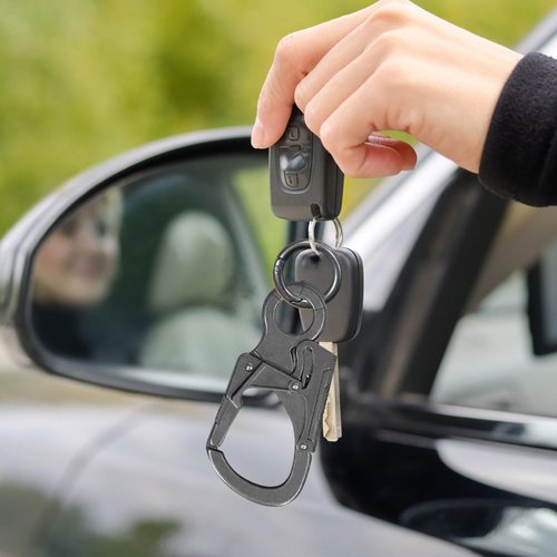 Ahiller Muscular Carabiner Hook，3.1" Alloy Thick Keychain Clip for Man, Outdoor Camping, Hiking Accessories, Key Ring(W-Carabiner Clip-Gunmetal-1PCS)