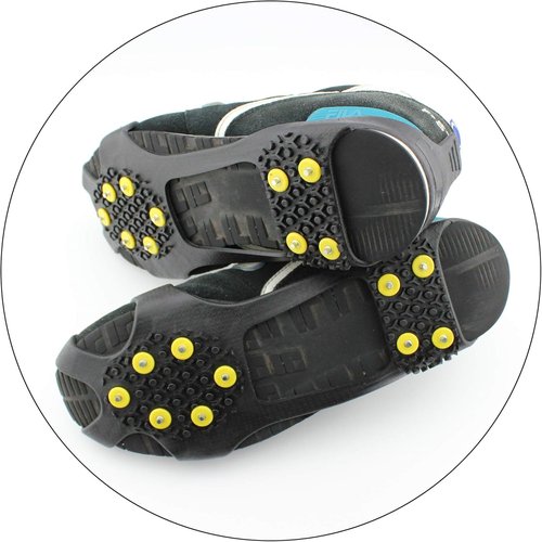 Ice Cleats Grippers for Shoes and Boots 24 Teeth Crampons 10 Teeth Tiny Spikes Ice Cleats for Walk on Ice Snow and Freezing Mud