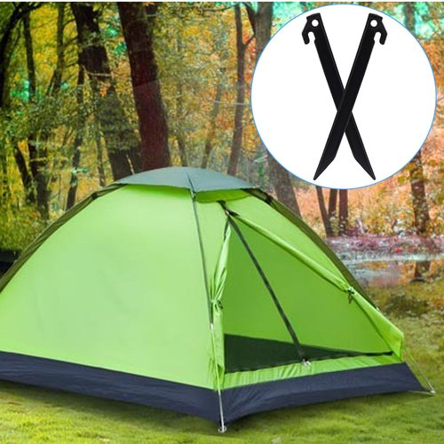 Moicstiy 24 Pack Plastic Tent Stakes, 8.8 Inch Black Tent Spikes Hook Durable Garden Landscape Stakes for Camping, Gardening, Outdoor Beach
