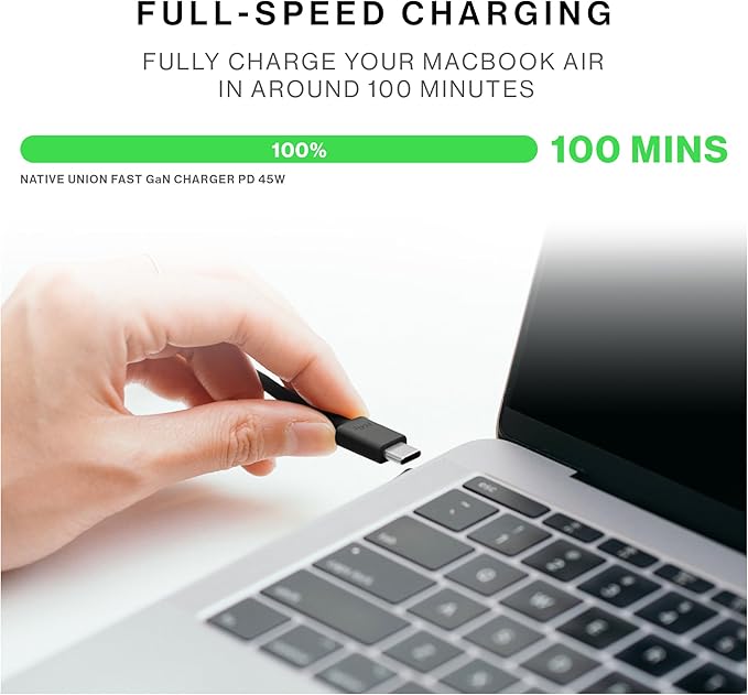 Native Union Fast GaN Charger PD 45W – Ultra-Compact Power Delivery Enabled USB-C – Made of Recycled Materials – for MacBook Air, iPads, iPhones, Pixel, Galaxy & Other USB-C Devices (White)