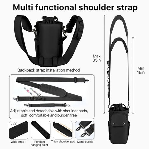 Rocason Water Bottle Holder with Strap 32 40oz Crossbody Insulated Water Bottle Carrier Sling Bag with Adjustable Wide Strap and Phone Purse 5 Pockets for Walking Hiking Gym Travel