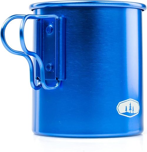 GSI Outdoors Bugaboo Cup - Ultralight Aluminum Camping & Backpacking Mug with Folding Handles - Hot Coffee, Tea, Soup (14oz)