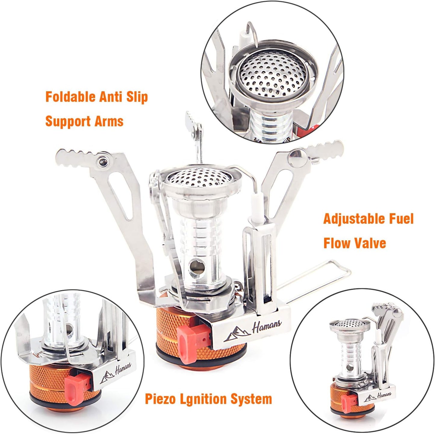 Ultralight Portable Outdoor Backpacking Stove Camping Stoves Gas Stoves with Piezo Ignition (Only Stove)