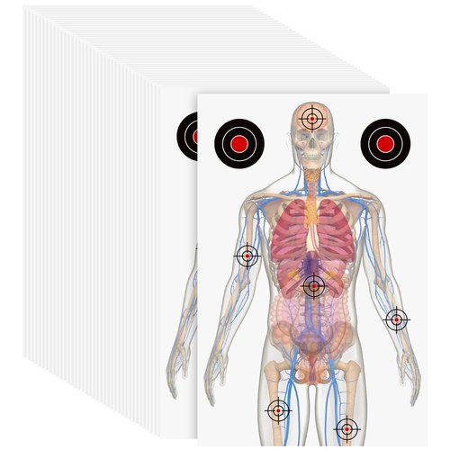 Hollowfly 12 x 18 Inch 50 Sheets Silhouette Paper Targets Medically Designed Gun Targets for Practice Range Anatomical Life Size Human Paper for Practice