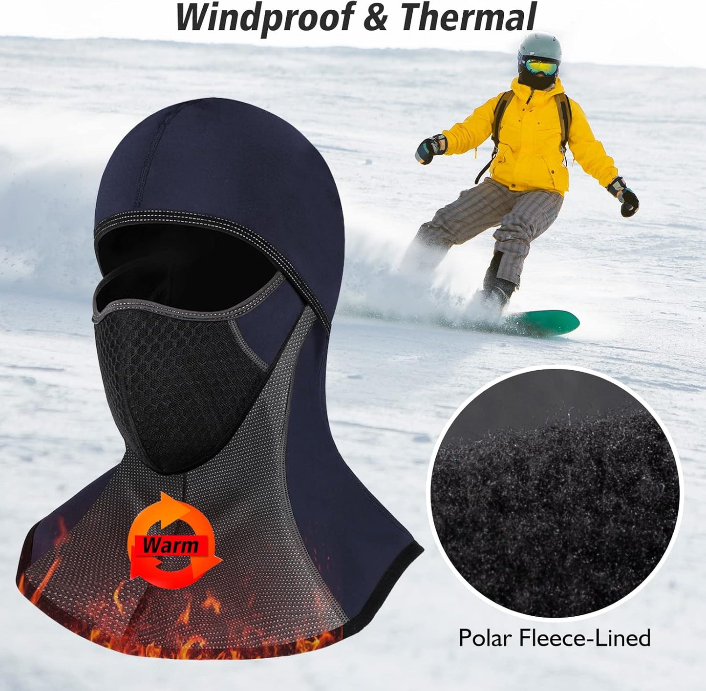 ROTTO Balaclava Face Mask for Motorcycle Motorbike Cycling Winter Full Face Masks Thermal Polar Fleece for Men Women