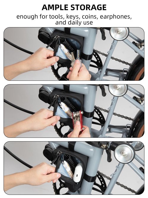 ROCKBROS Bike Frame Pouch Triangle Bike Pouch - Waterproof Small Bicycle Accessories for Boys Girls Men Women, Universally Compatible with Road Bikes, Brompton Bikes, Folding Bikes and Kids' Bikes