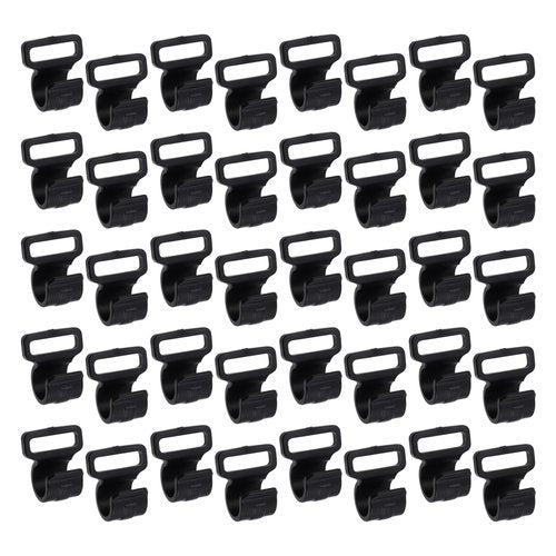 Woogim 40PCS Plastic C Shaped Clips Webbing Strap Clamp Outdoor Tent Poles Connectors of 0.43" Black Clip to Fix Tent Cover Screen for Width of Webbing Strap Less Than 0.75" Black