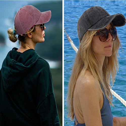6 Pack Distressed Baseball Cap Washed Cotton Dad Hat for Men Women Black