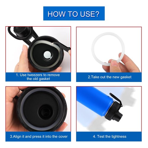 12pcs Stainless Steel Water Bottle Lid & Spout Lid Gasket, Silicone Sealing Ring Replacement for Chug Lids Compatible with DRINCO Insulated Water Bottle 14/18/22/32/40/64oz