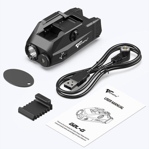 VOTATU G2L-G Pistol Light Laser Combo, 1000 Lumens Strobe Function Flashlihgt and Green Laser Sight, Adjustable Rail Keys Compatible with GL and Picatinny Rail, Low Profile Rechargeable Weapon Light