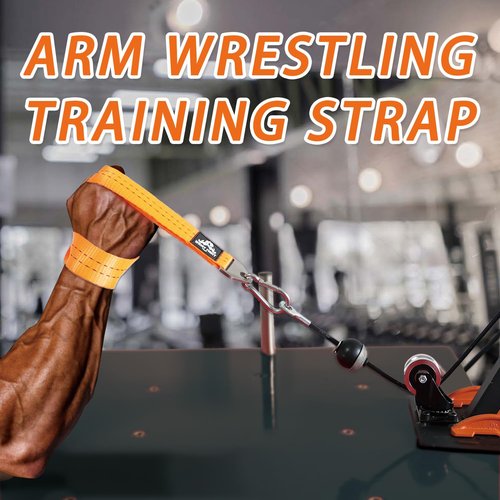 WRIST FIGHT Heavy-Duty Arm Wrestling Training Strap for Pronation Strength with Stainless Steel Buckle and Carabiner – Wrist and Grip Strengthener (Orange)