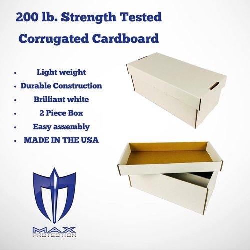 Max Protection 2 Row Shoe Graded Trading Card Storage Box - Durable Cardboard Cards Storage Boxes Ideal for Trading, Baseball and Sports Card Collection (5 Pack)