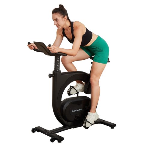 GarveeLife Stationary Bikes for Home,Electromagnetic Control Exercise Bike,Indoor Cycling Bike with Shuttle Smart Knob,Magnetic Resistance/Brake Pad, Low Noise with App, Upgraded Version Seat
