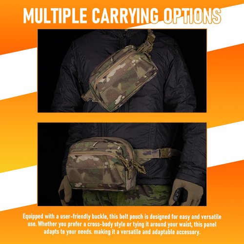 BShasrlim Tactical Fanny Pack Sub Load Adapter - Fanny Sub Load Adapter Panel with Universal Molle Compatibility for EDC Sling Bag Waist Belt Extension - DIY Waist Pouch Carrying Platform (Black)