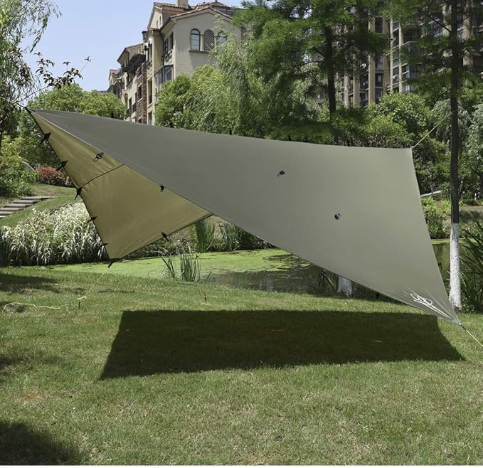 Gold Armour Rainfly Tarp Hammock, Premium 14.7ft/12ft/10ft/8ft Rain Fly Cover, Waterproof Ultralight Camping Shelter Canopy, Survival Equipment Gear Camping Tent Accessories (OD Green 10ft x 10ft)