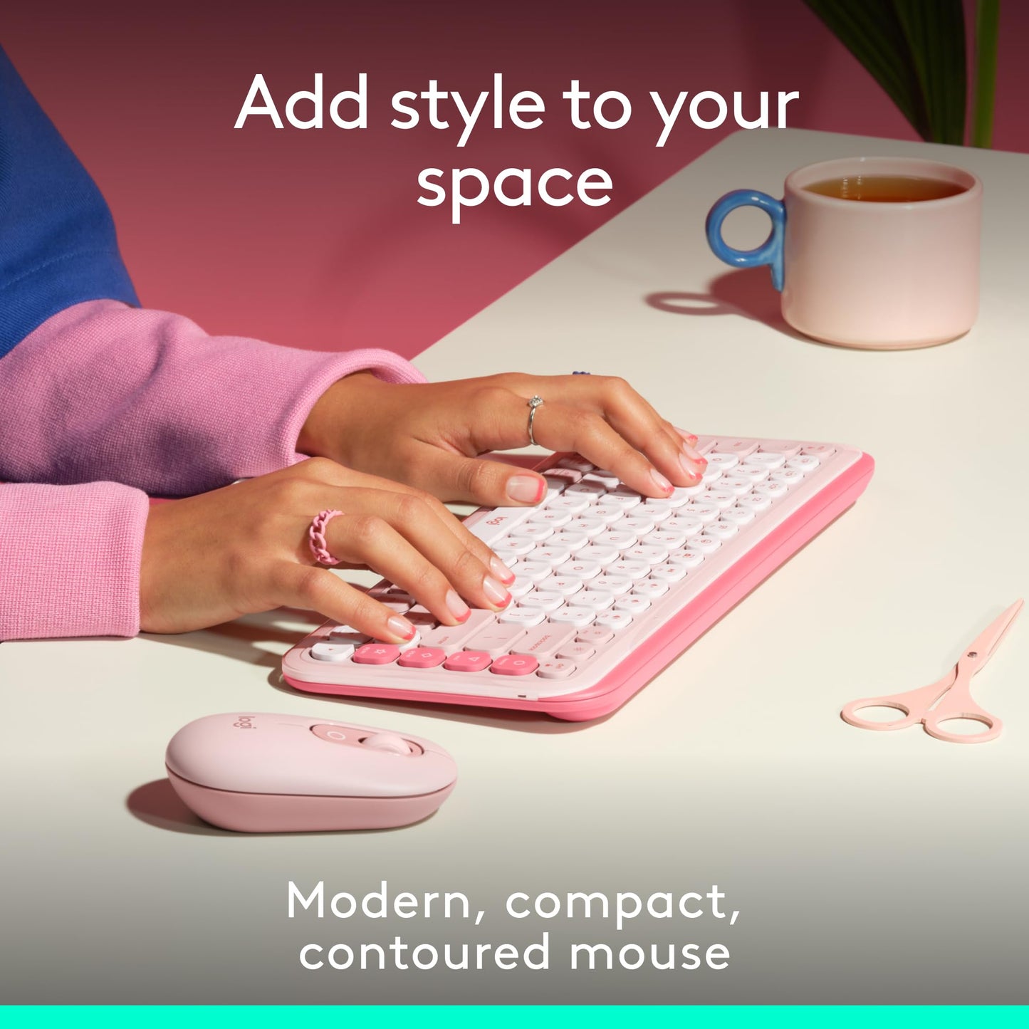 Logitech POP Mouse, Wireless Mouse with Customizable Emojis, SilentTouch Technology, Precision/Speed Scroll, Compact Design, Bluetooth, Multi-Device, OS Compatible - Heartbreaker Rose