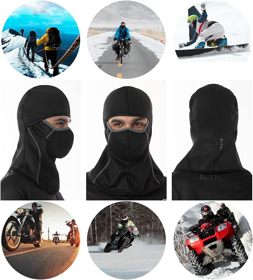 ROTTO Balaclava Face Mask for Motorcycle Motorbike Cycling Winter Full Face Masks Thermal Polar Fleece for Men Women