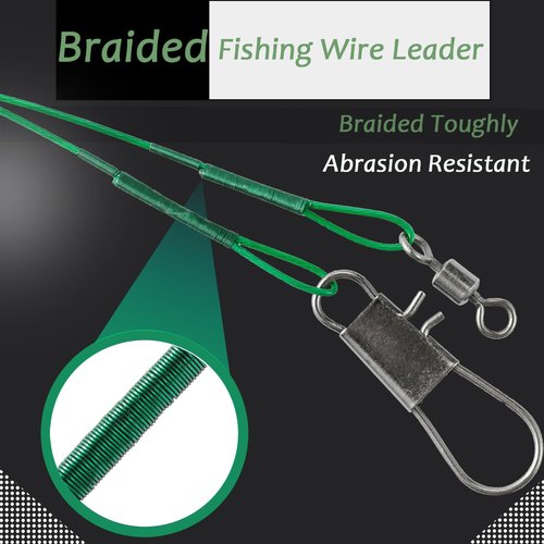 AMYSPORTS Saltwater Steel Leaders Fishing Rigs Heavy Duty Wire Leader Lures High Strength Fishing Leader Freshwater Black Nickel #4 50lb 11.8in 30pcs