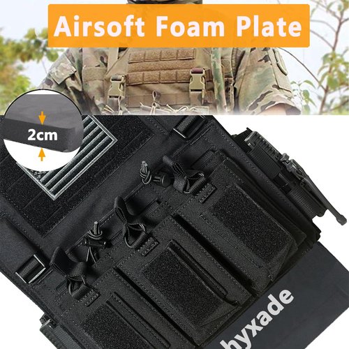 Hehyxade Tactical Foam SAPI Plates 2Pcs, Lightweight Inner Liner Foam Plates Sturdy Dummy Plates Absorb Impact EVA Pads Fit for Tactical Vest Plate Carrier