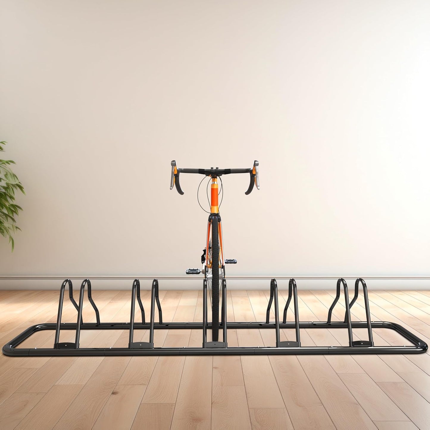 Simple Houseware 5 Bike Bicycle Floor Parking Adjustable Storage Stand, Silver