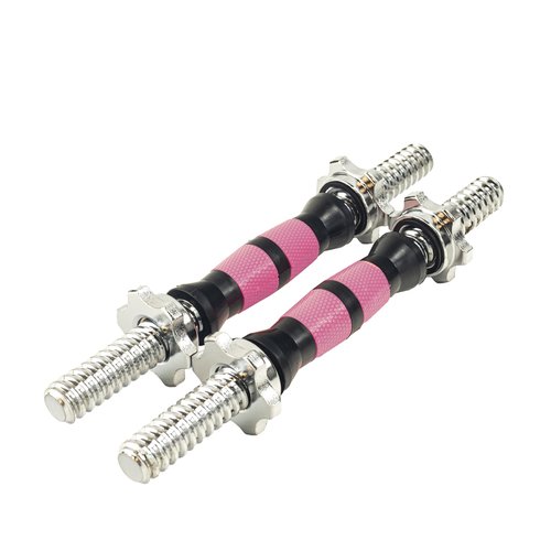 Rowland Harbor 38cm/14.9 Inch Pink&Black Threaded Dumbbell Durable Rubber Handles/Adjustable Dumbbell Bar Handles - Fit 1 inch Standard Weight Plate - Weightlifting Accessories - Sold in Pair