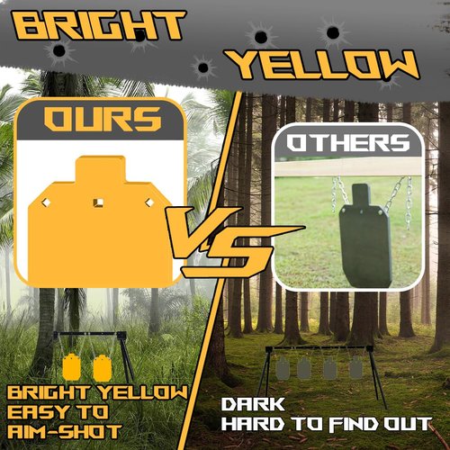 Steel Targets for Shooting (Yellow-Rectangular, Steel Target,2 Hooks and 2 Steel ChainBrackets)