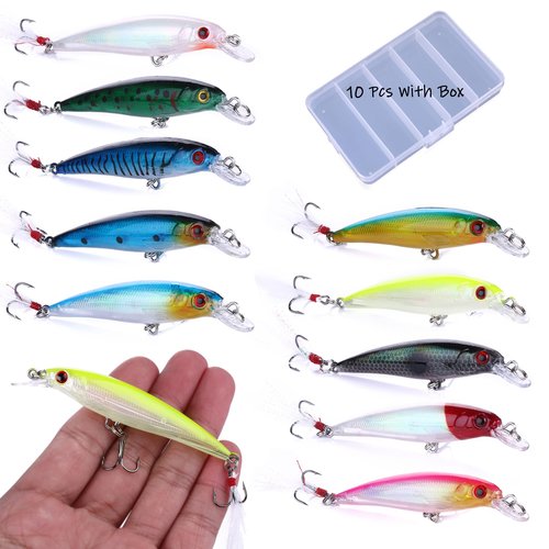 LURESMEOW Jerkbait Fishing Lures, Top Water Bass Fishing Lures - 10pcs with Box