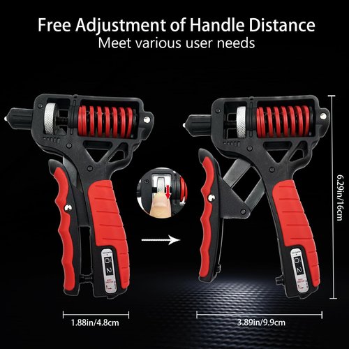 Grip Strength Trainer Hand Grip Strengthener Forearm Strengthener Adjustable Distance/Resistance Hand Gripper Strengthener（11-220lb）Counting Double Spring Hand Gripper