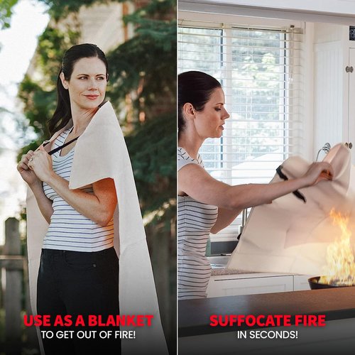 The Home Emergency Fire Blanket Bundle - 1 pack 47" x 71" XL & 4 pack 40" x 40" Fire Blankets - Fire Suppression Blanket for Kitchen, Car, and Home - Fiberglass Fire Blanket - Fire Extinguisher