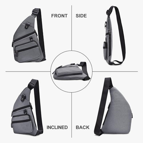 Qidelong Sling Bag Anti-Theft Crossbody Chest Shoulder Backpack Slim Personal Pocket Bags Travel Fanny Pack For Men Women (Grey)
