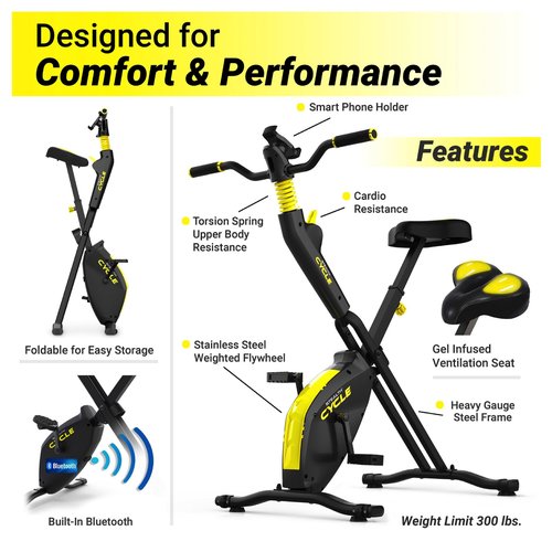 STEALTH GAME CYCLE: Full-Body Workout X-Bike, Gamified Cardio with 5 Free Games, Foldable Magnetic Cycle, Phone Holder + Free Fitness App (Optional Premium Subscription)
