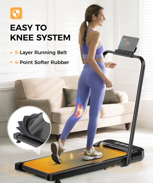 Zisgner Walking Pad, Under Desk Treadmill, Walking Pad with Incline, 2 in 1 Treadmills for Home/Office, Compact Portable Foldable Treadmill, Installation-Free Low Noise, Safety Lock and LED Display