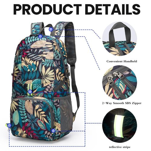 CHAOHUO Lightweight Hiking Camping Beach Sports Backpack Lightweight Day Bag Small Travel Outdoor Foldable Backpack (Blue)